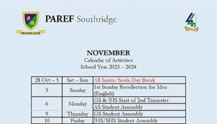 November Calendar of Activities