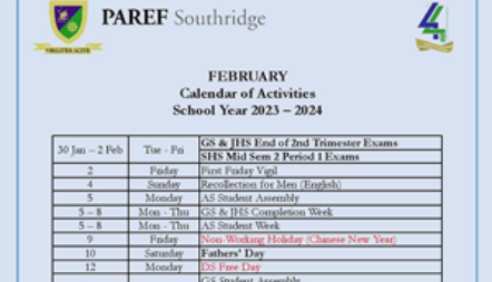 Calendar of Activities – February 2024