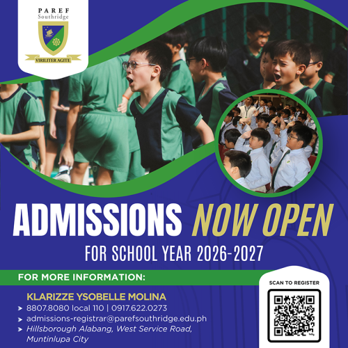 Admissions Now Open School Year 2026-2027 - PAREF Southridge